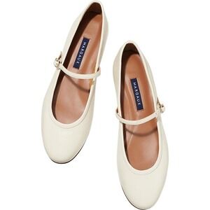 Margaux The Demi Jane Ecru Nappa Leather Mary Jane Ballet Flats Spain 36.5 M 6.5